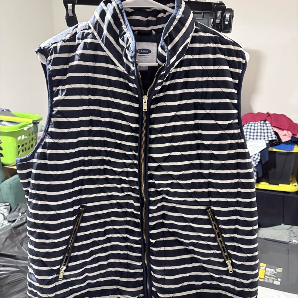 Old Navy Navy and White Striped Vest